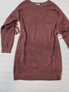Kori Mauve Tie-Sleeve Knit Sweater Dress
